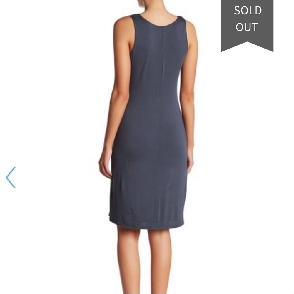Dusty Teal Side Twist Midi Dress - Picture 3 of 5